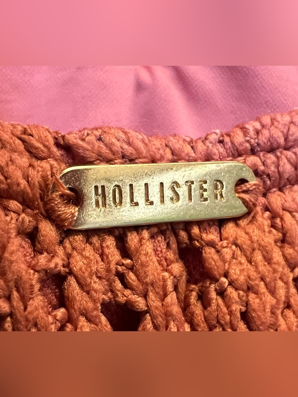 Hollister Swimsuit Siz Medium 1-piece Crochet Halter Lace Up High Cut Beach Pool - Picture 6 of 8